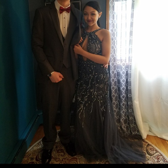 FINAL MARKDOWN! Steel grey Jovani prom dress - Picture 3 of 4